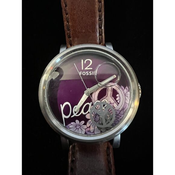 Fossil Peace Watch JR-1031 Purple Face Floating Dial - Picture 10 of 11